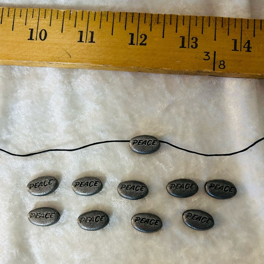! 10 Pewter Peace Stone Beads, all 10 included in price, New Beading Supplies